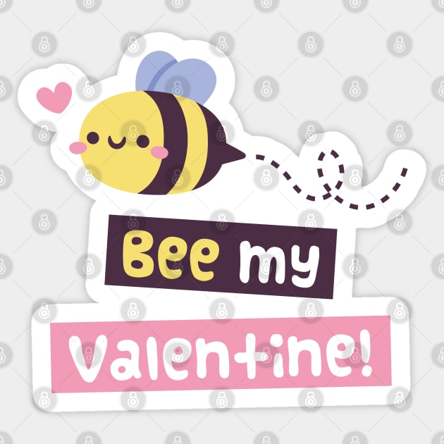 Kawaii Bee My Valentine Pun Sticker by rustydoodle